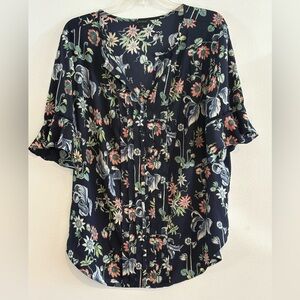 Ann Taylor Women’s Floral Blouse - Blue and Multicolor